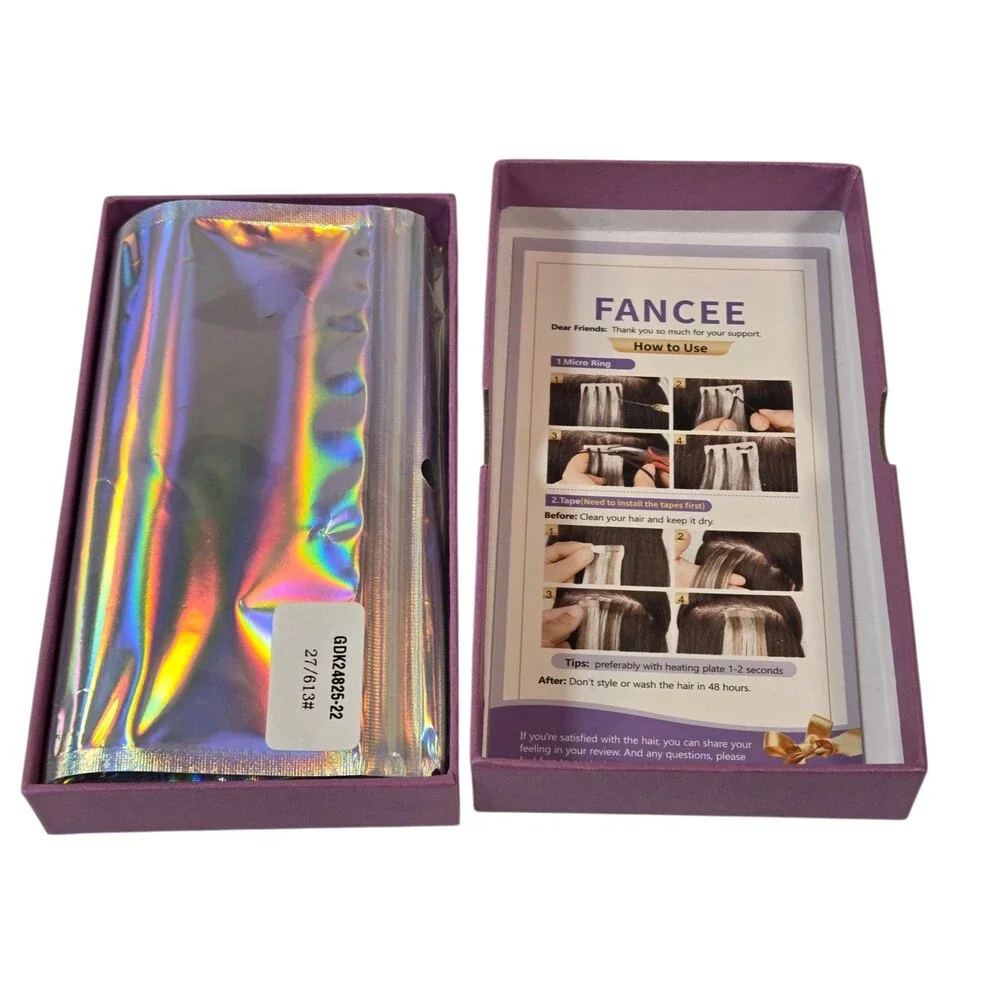 FANCEE Hair‎ Extensions Tape-In / Micro Ring Set Blonde Brown Ombre New in Box